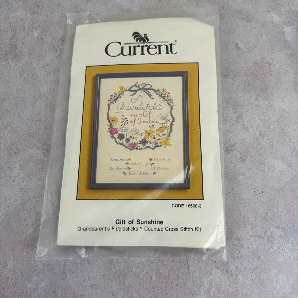 Fiddlesticks Counted Cross Stitch Kit from Current Grandparent Floral Wreath NEW